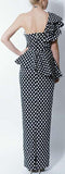 Long Polka Dot Print Dress-Black & White - DESIGNER INSPIRED FASHIONS
