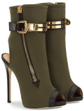 'Roxie' Leather Trimmed Canvas Bootie - DESIGNER INSPIRED FASHIONS