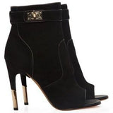 'Dunke' Suede Nappa Shark Lock Bootie - DESIGNER INSPIRED FASHIONS