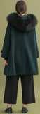Fur-Hooded Toggle-Buttoned Oversized Wool Coat
