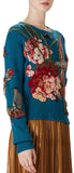 Blue Embroidered Knit Sweater - DESIGNER INSPIRED FASHIONS