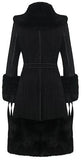 Tassel-Sash Embellished Fur Trim Coat in Black - DESIGNER INSPIRED FASHIONS