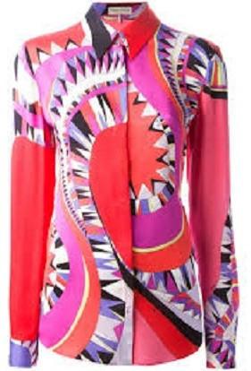 Graphic Print Silk Blouse - DESIGNER INSPIRED FASHIONS