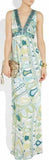 Geometric Printed Deep V-Neck Sleeveless Long Jersey Silk Maxi Dress - DESIGNER INSPIRED FASHIONS