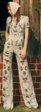 Floral Print Tee & Matching Wide-Leg Pants in Light Blue