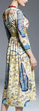'Carte De Tendre' Map Printed Sequin Embellished Midi Dress - DESIGNER INSPIRED FASHIONS