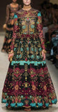 Ornamental Lace Long Sleeve Full Skirt Gown - DESIGNER INSPIRED FASHIONS