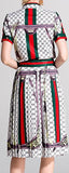 Webtrim Print Short-Sleeve Shirt and Skirt Set - White or Black