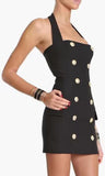 Black Double-Breasted Sleeveless Mini Dress - DESIGNER INSPIRED FASHIONS
