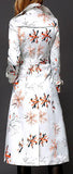 Snowflake Printed Coat in White - DESIGNER INSPIRED FASHIONS