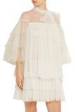 Lace & Tulle Tiered Point D'Esprit Dress in White - DESIGNER INSPIRED FASHIONS