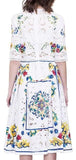 Laser-Cut Tile Print Dress in White - DESIGNER INSPIRED FASHIONS