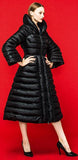 Thick White-Duck-Down Flared Puffer Coat in Black - DESIGNER INSPIRED FASHIONS