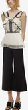 Contrast Flounced Peplum Top & Black Cropped Wide-Leg Pants - DESIGNER INSPIRED FASHIONS