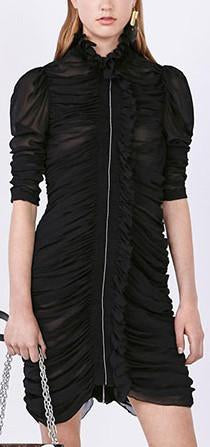 Black Gathered Smock Dress - DESIGNER INSPIRED FASHIONS