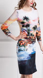 Hawaiian Print Shift Dress - Multi Color - DESIGNER INSPIRED FASHIONS