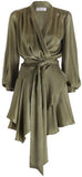 Empire Silk Robe Dress in Green, Pink or Black - DESIGNER INSPIRED FASHIONS