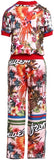 Tropical Printed Short-Sleeve Top & Pant Set