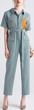 Color-Contrast Cropped-Leg Jumpsuit