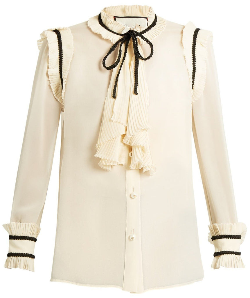 Pleated Silk Georgette Shirt - DESIGNER INSPIRED FASHIONS
