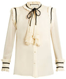 Pleated Silk Georgette Shirt - DESIGNER INSPIRED FASHIONS