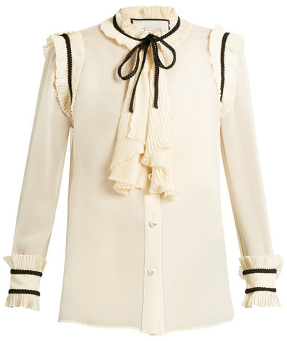 Pleated Silk Georgette Shirt - DESIGNER INSPIRED FASHIONS
