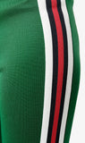Striped Tech-Jersey Leggings, Green