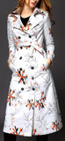 Snowflake Printed Coat in White - DESIGNER INSPIRED FASHIONS