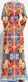 Sicily Print Embellished Long Kaftan-Dress