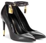 Padlock & Key Embellished Leather Pumps in White or Black - DESIGNER INSPIRED FASHIONS