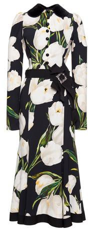 Belted Tulip Print Dress - DESIGNER INSPIRED FASHIONS