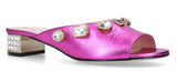 Metallic Leather Lyric Mules - Green, Gold, Pink