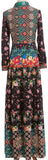 Multi Mixed Print Maxi Dress with Neck-Tie