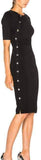 Black Button-Embellished Fitted Dress