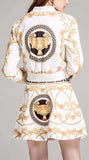 Printed Cropped Jacket & Skirt Set