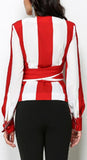 Wrap-Effect Striped Top