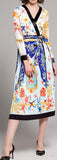 Shell Printed Pleated Wrap Dress