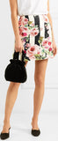 Striped Rose Print Mini Skirt