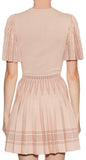 A-Line Pleated Intarsia Knit Mini Dress - Pink - DESIGNER INSPIRED FASHIONS