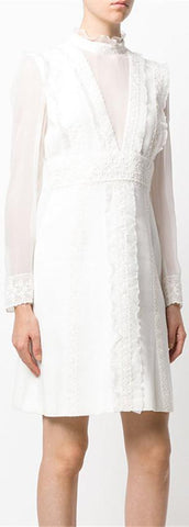 Ruffle Lace-Trimmed Mini Dress