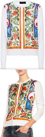 'Majolica' Printed Cardigan Sweater