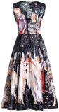 Vintage Printed Fit & Flare Midi Dress