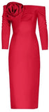 Off-the-Shoulder Red Rose Dress