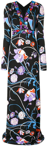 Floral Printed Jersey Silk Maxi Dress