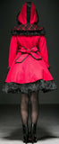 Contrast Fur-Trimmed Red Riding Hood Coat