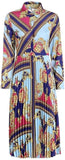 Baroque Stripe Pleated Shirt Dress