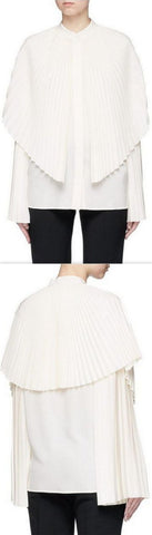 'Carissa' Pleated Cape Overlay Shirt - DESIGNER INSPIRED FASHIONS