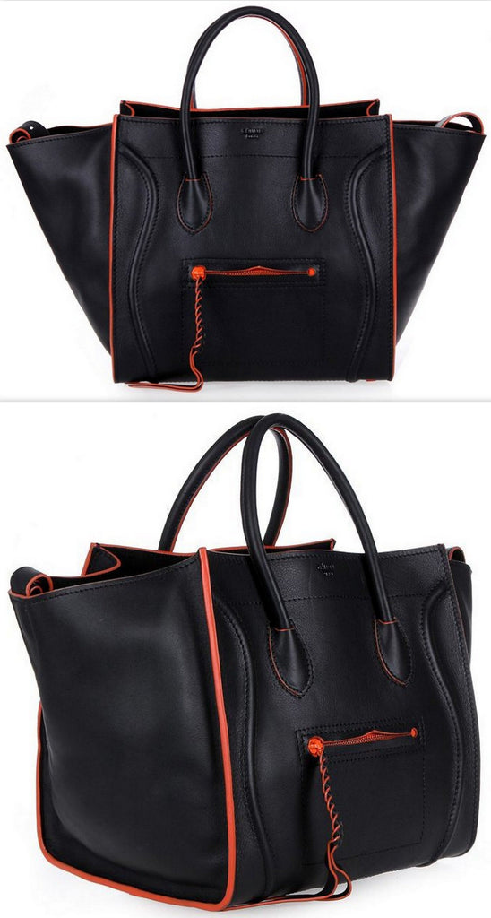 Classic Phantom Luggage Tote, Black & Orange - DESIGNER INSPIRED FASHIONS