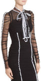 Contrast Piping Ruched Tulle Dress