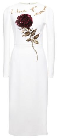 Rose Embellished Dress-White - DESIGNER INSPIRED FASHIONS